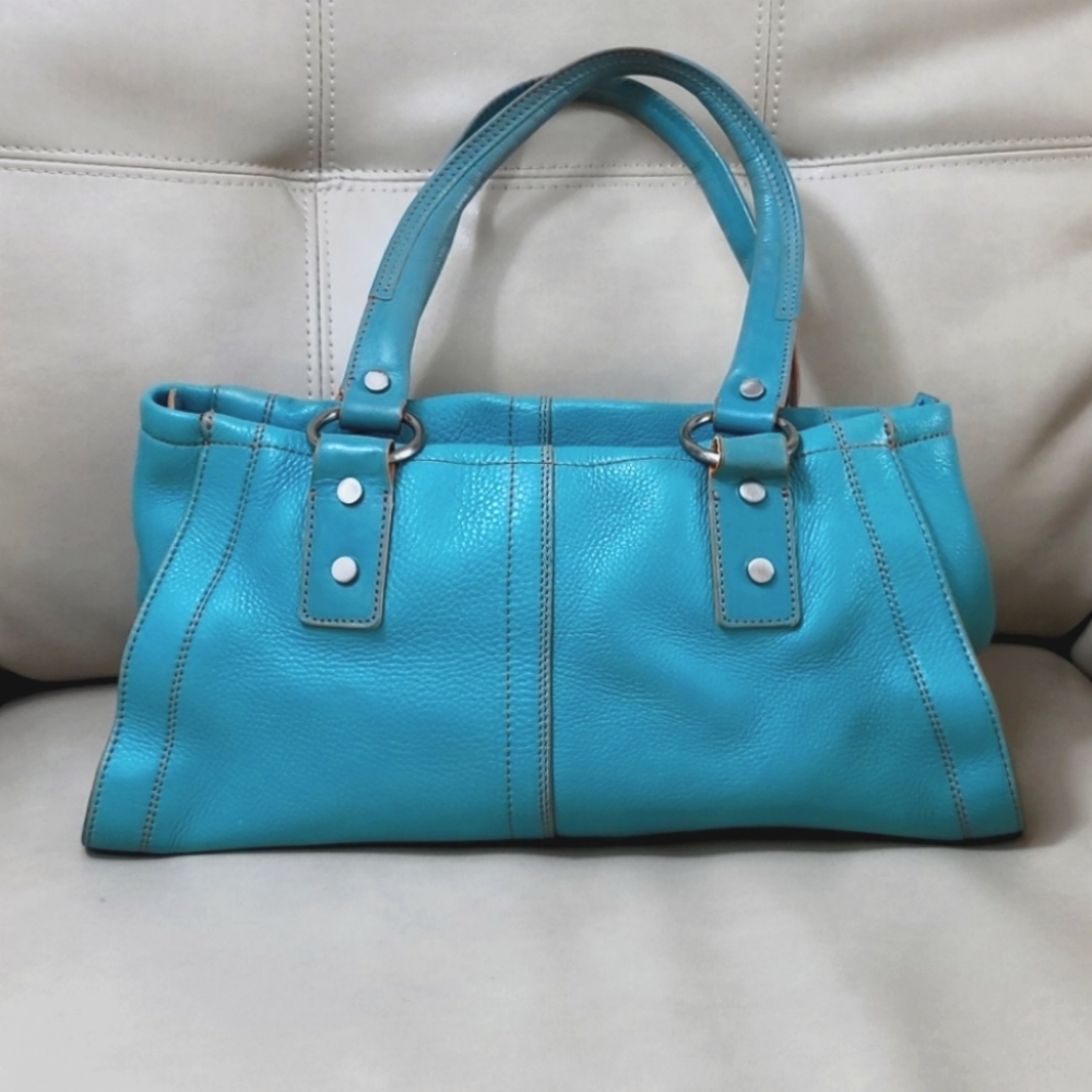 Kenneth Cole Teal Blue Leather Handbag Purse